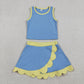 Baby Girls Kids Shirt Scallop Skirt Shorts Yoga Active Blue Yellow Set Clothes RTS