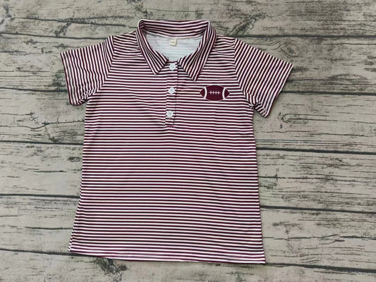 Baby Boy Short Sleeves Stripes Football Buttons Shirt