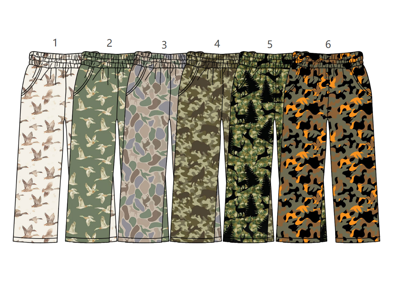 ( Moq 5 Each Style ) Sibling Baby Kids Ducks Deer Camo Pockets Pajamas Pants Hunting Clothes