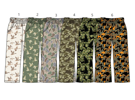 ( Moq 5 Each Style ) Sibling Baby Kids Ducks Deer Camo Pockets Pajamas Pants Hunting Clothes