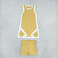 Baby Girls Kids Sleeveless Yellow Tops Shorts Set Yoga Active Clothes RTS