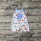 Baby Infant Boy Blue Plaid Pocket 4th Of July USA Romper