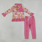 Baby Girls Kids Long Sleeves Flower Buttons Pullover Pockets Pink Pants Set Clothes RTS