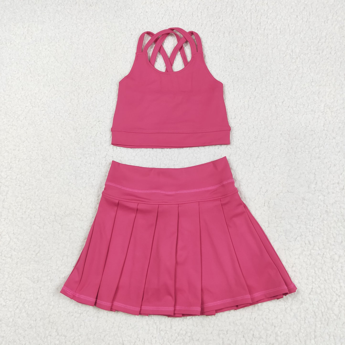 Baby Girl Hot Pink Straps Vest Tops Skort Yoga Active Set RTS
