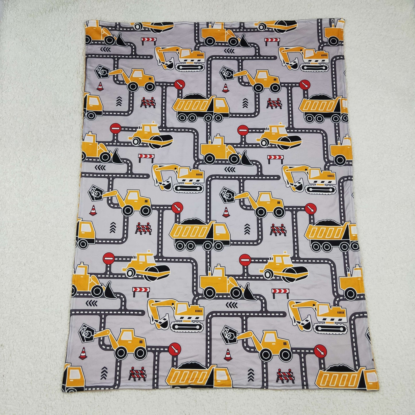 Baby Boy Toddler Construction Minky Blanket RTS
