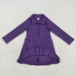 Baby Girl Long Sleeves Zipper Knee Length Yoga Active Purple Dress RTS