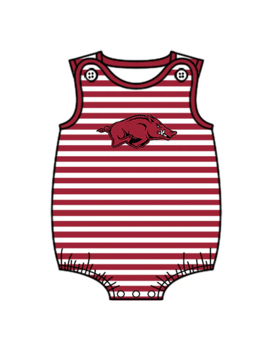 ( Moq 5 ) Baby Boys Infant Sleeveless Pig Stripes Team Summer Bubble Romper
