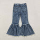Baby Girl Navy Blue Bleached Denim Bell Pants Jeans RTS