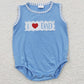 Baby Boy Girl Kids Embroidery I Love Dad Sibling Blue Romper Dress Set RTS