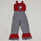 Baby Boy Girl Cow Plaid Embroidery Sibling Clothes Jumpsuit Set