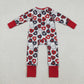 Baby Girls Long Sleevses Hearts Bows Valentine Red Zipper Sleeper Romper RTS