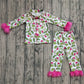 Baby Girl Fur Long Sleeves Green Face Buttons Shirt Pants Christmas Pajamas Set RTS