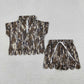 Baby Girls Kids Short Sleeves Olive Camo Zipper Shirt Scallop Shorts Set Clothes RTS