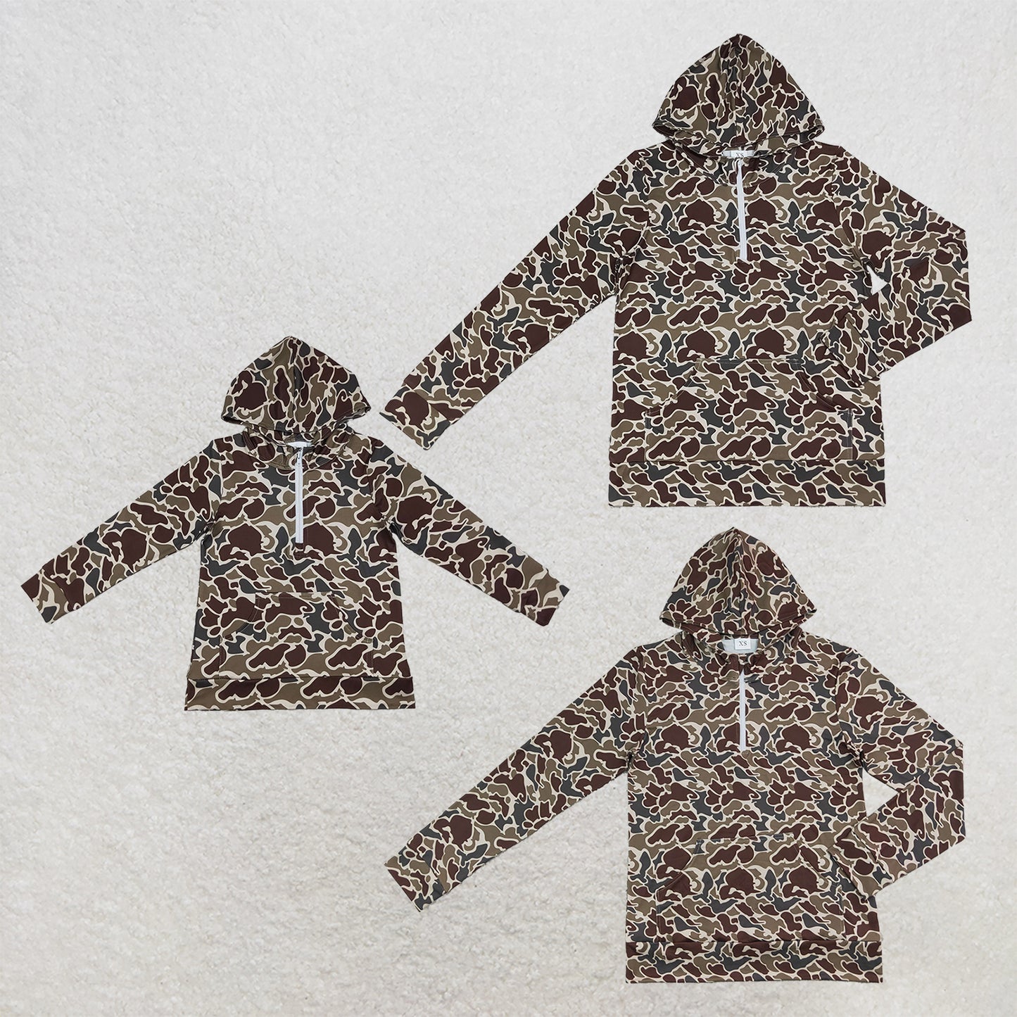 Sibling Baby Boys Adult Long Sleeves Camo Zipper Hoodie Pockets Pullovers Family RTS