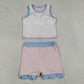 Baby Girls Kids Pink Tops Scallop Skirt Shorts Yoga Active Set Summer Clothes RTS