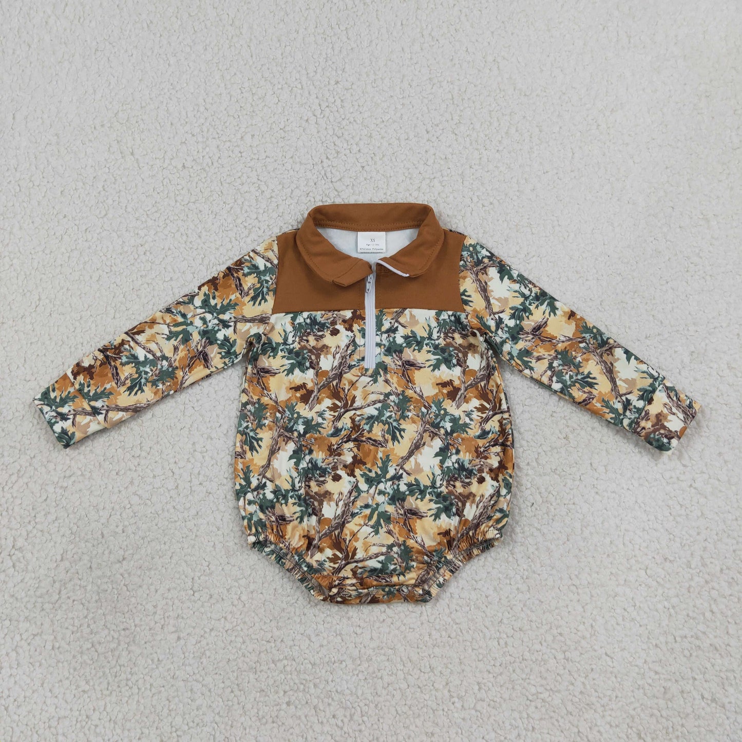 Baby Boys Infant Long Sleeves Camo Zipper Bubble Romper Clothes RTS