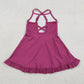 Baby Girls Kids Straps Yoga Active Purple Ruffle Knee Length Dress RTS