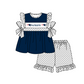 ( Moq 5 ) Baby Girls Toddler Short Sleeves Bows Tunic Dots Shorts Team Navy Set