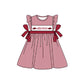 Baby Girl Team Short Sleeves Dark Red Checkered Dress