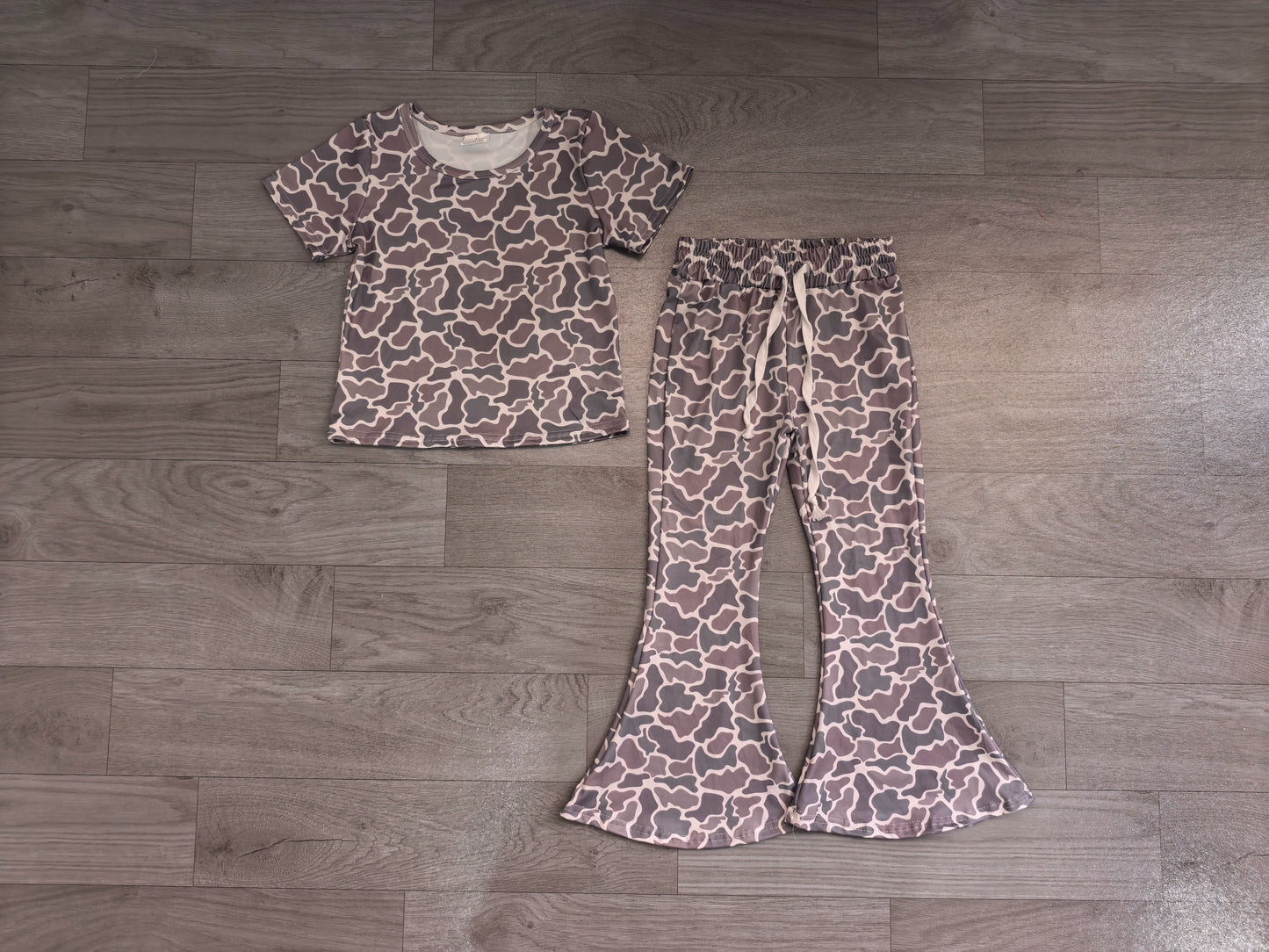 ( No moq ) Preorder Baby Girl Toddler Short Sleeves Shirt Tops Pants Clothes Camo Set
