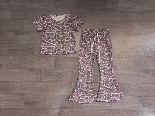 ( No moq ) Preorder Baby Girl Toddler Short Sleeves Shirt Tops Pants Clothes Camo Set