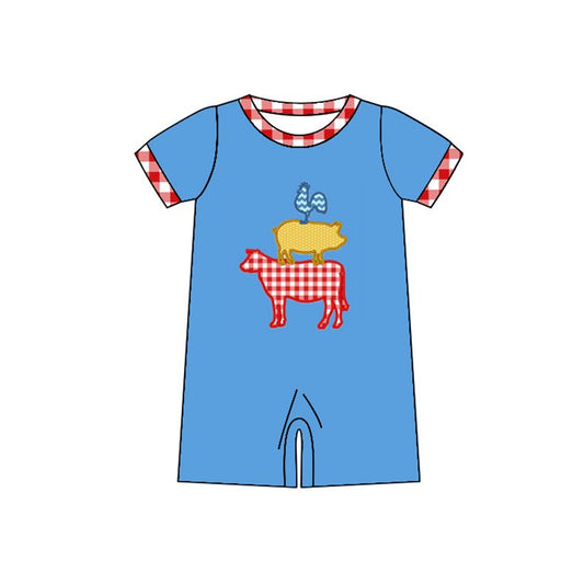 Moq 3 Pre-order SR0766 Baby Boy Farm Blue One Piece Romper