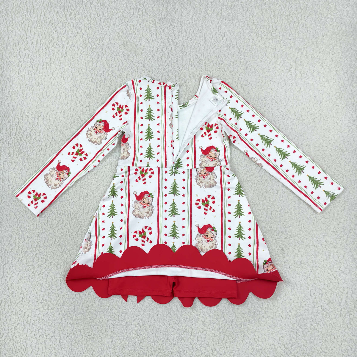 Baby Girls Kids Long Sleeves Christmas Santa Bows Scallop Dress Yoga Active Clothes RTS