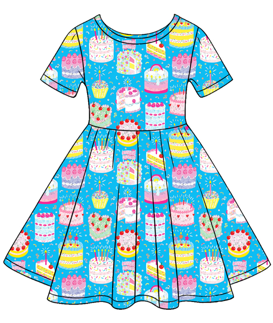 ( Moq 5 ) Baby Girls Toddler Short Sleeves Birthday Knee Length Ruffle Dress