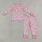 Baby Girls Kids Long Sleeves Christmas Shirt Pants Pink Set Pajamas Clothes RTS