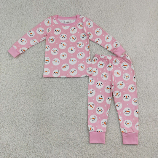Baby Girls Kids Long Sleeves Christmas Shirt Pants Pink Set Pajamas Clothes RTS