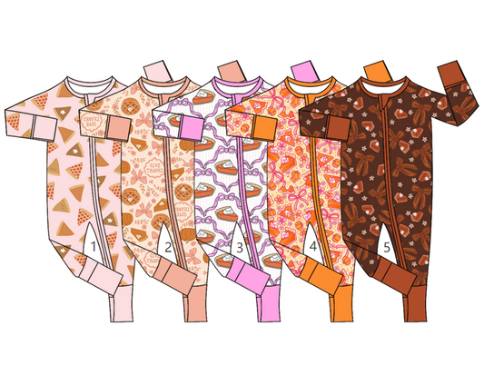 ( Moq 5 Each Style ) Sibling Baby Girls Infant Pumpkins Bows Fall Footie Sleeper Rompers Clothes