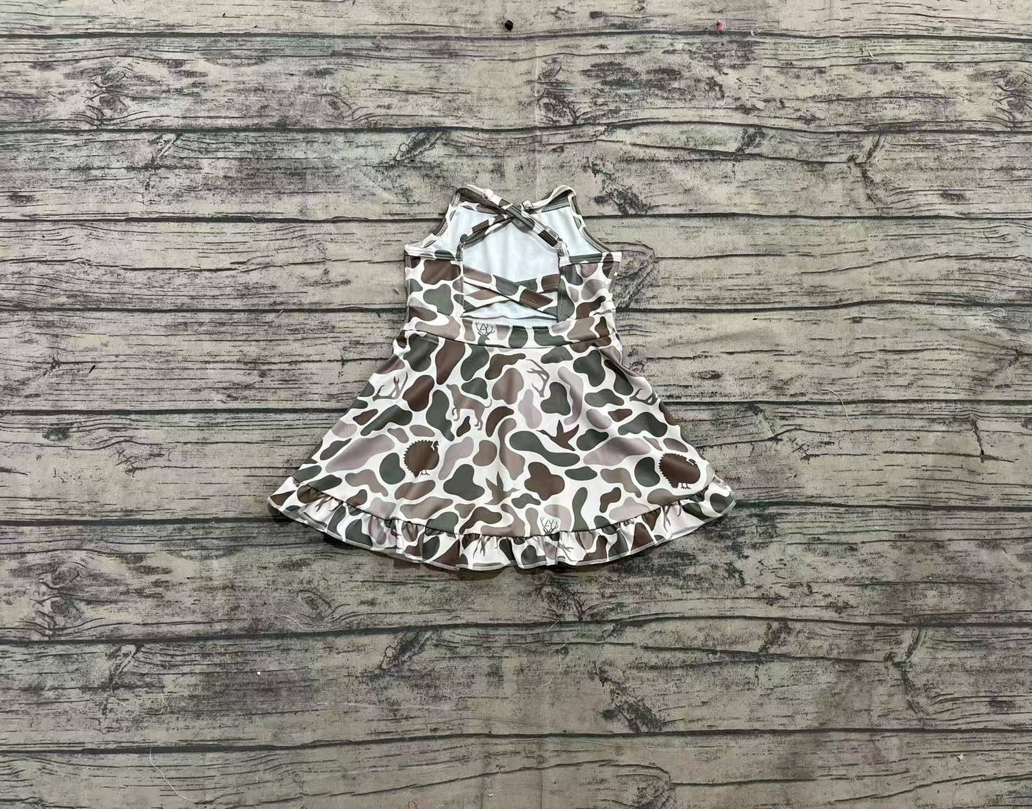 Baby Girl Straps Ducks Deer Dogs Camo Yoga Active Wear Knee Length Dress RTS