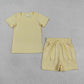 Baby Boys Kids Yellow Short Sleeves Shirt Pockets Shorts Summer Clothes Set RTS