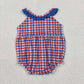 Baby Girls Infant Embroidery Farm Animals Plaid Summer Bubble Romper RTS