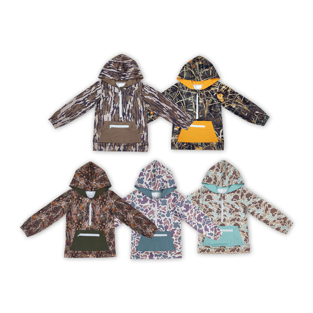 Baby Boy Camo Pocket Hoodie Zipper Sibling Shirt Tops