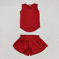 Baby Girl Sleeveless Red Tops Shorts Skirt Skort Yoga Active Set RTS