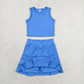 Baby Girls Kids Blue Tops Shorts Skirt Shorts Summer Yoga Active Clothes Set RTS