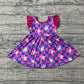 Baby Girls Pink Short Sleeves Music Character Checked Twirl Knee Length Dress RTS