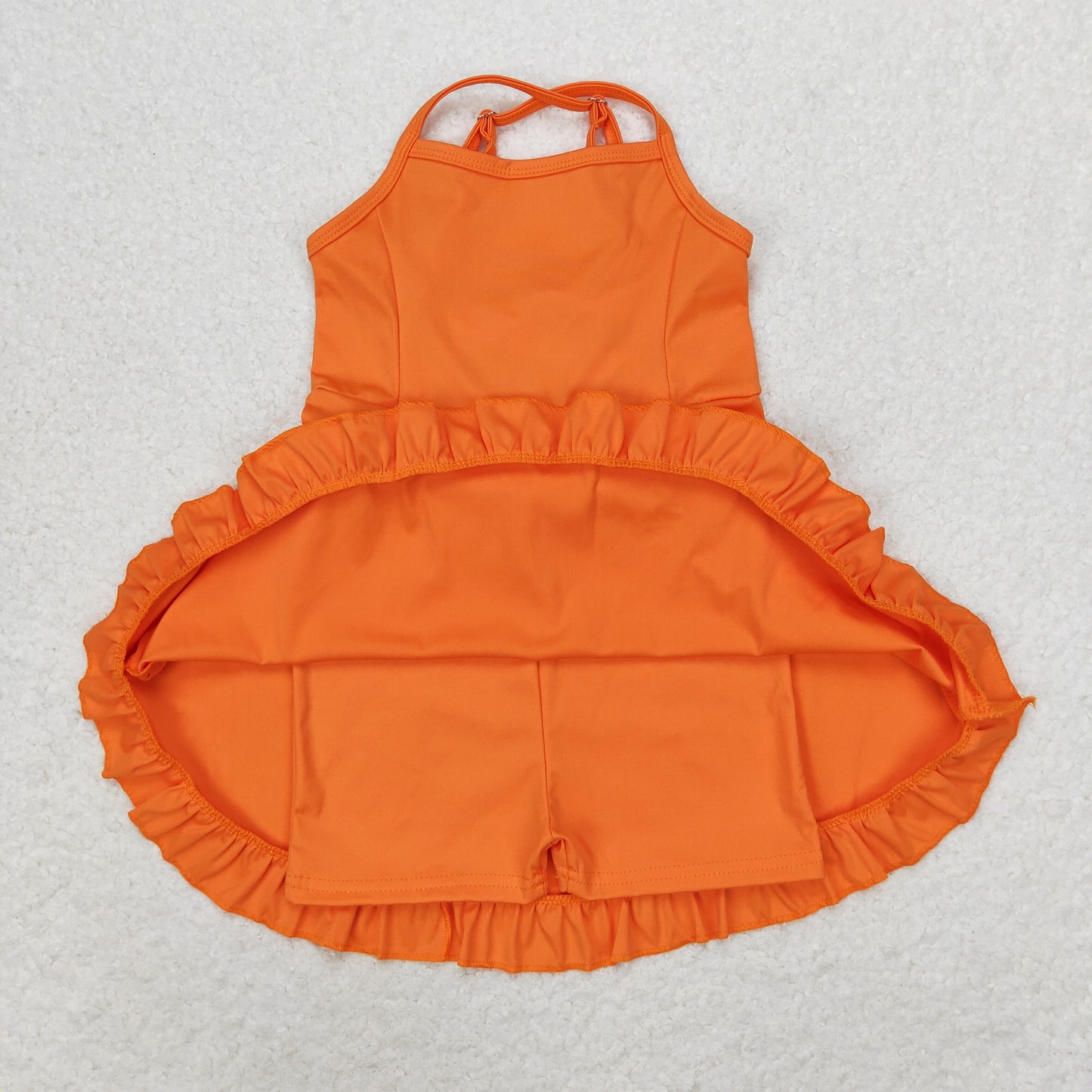 Baby Girl Sleeveless Orange Yoga Sports Shorts Dress