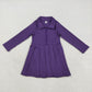 Baby Girl Long Sleeves Zipper Knee Length Yoga Active Purple Dress RTS