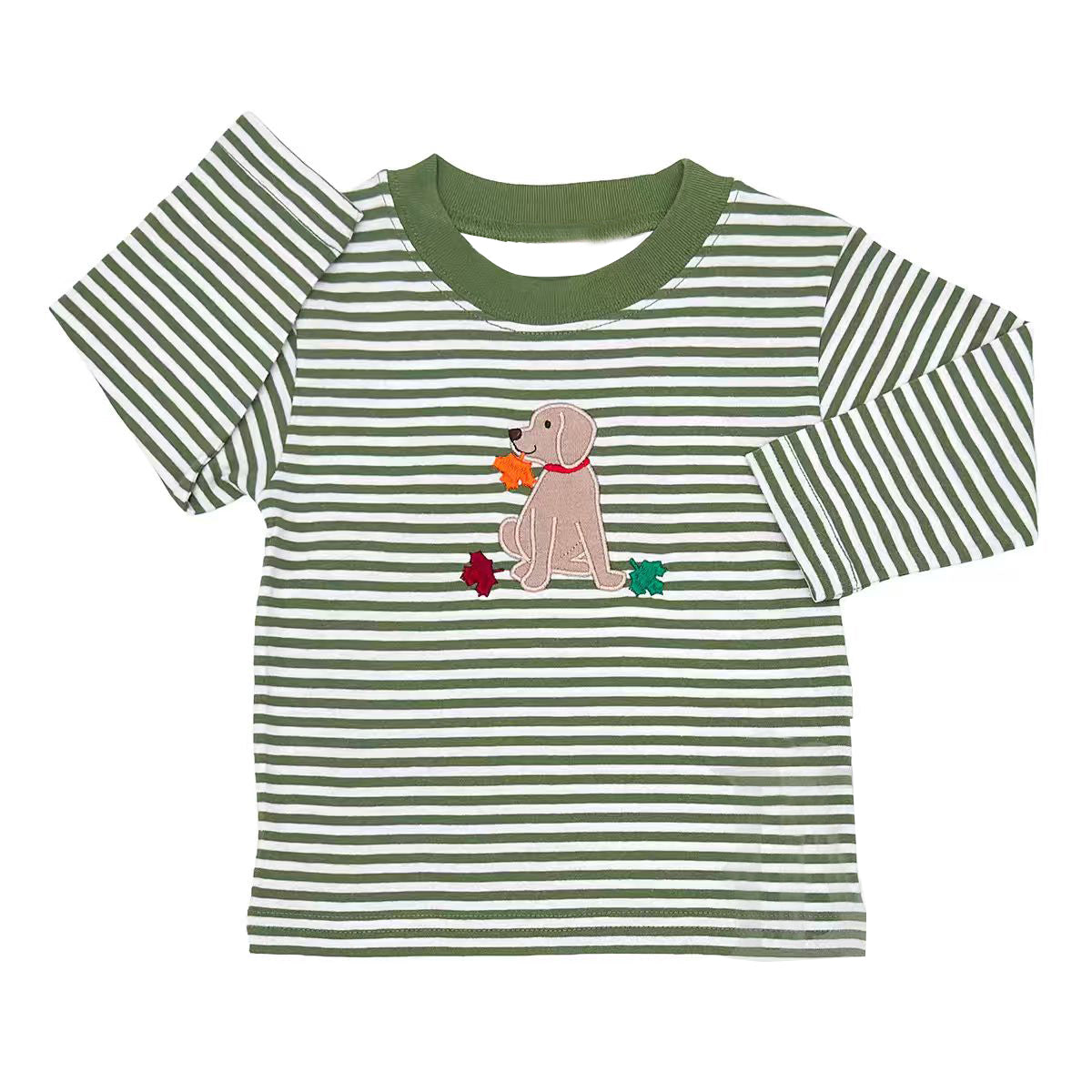 ( Moq 5 ) Preorder Baby Boys Kids Long Sleeves Dog Leaves Fall Shirt Clothes