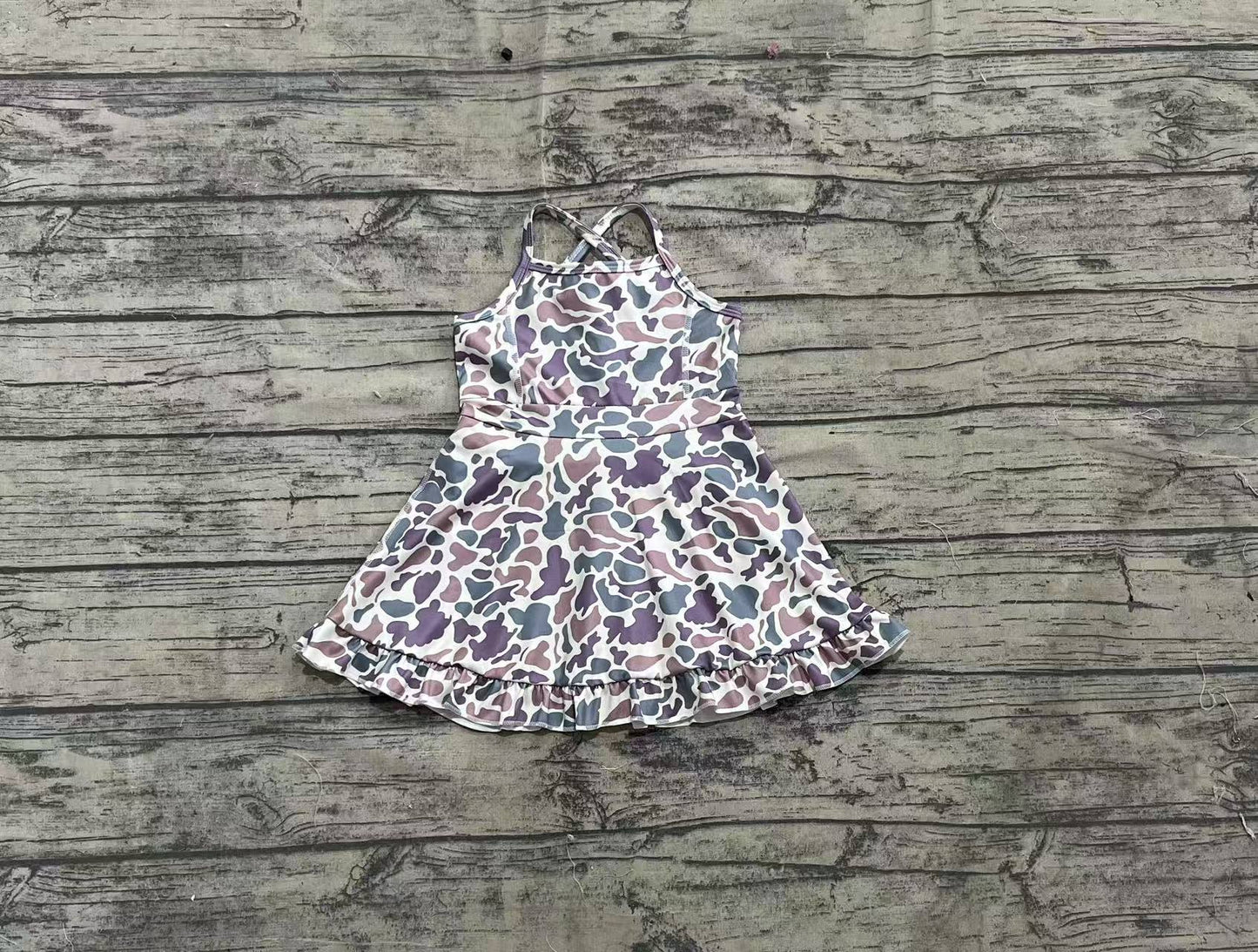 Baby Girl Straps Camo Yoga Active Wear Knee Length Dress RTS