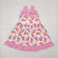 Baby Girl Pink Strap Bows Strawberry Floral Knee Length Dress RTS