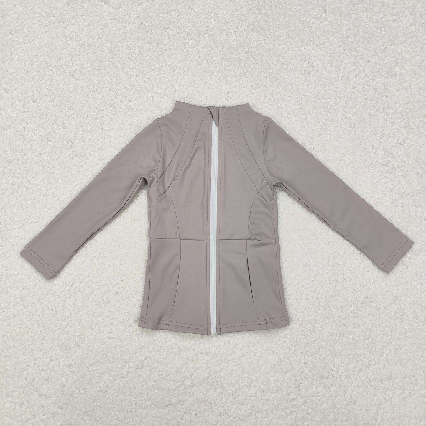 Baby Girl Long Sleeves Grey Pocket Yoga Sports Zipper Jacket Tops