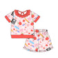 ( Moq 5 ) Preorder Baby Girls Kids Short Sleeves Pencil Bows Flower Shirt Ruffle Shorts Back to School Set
