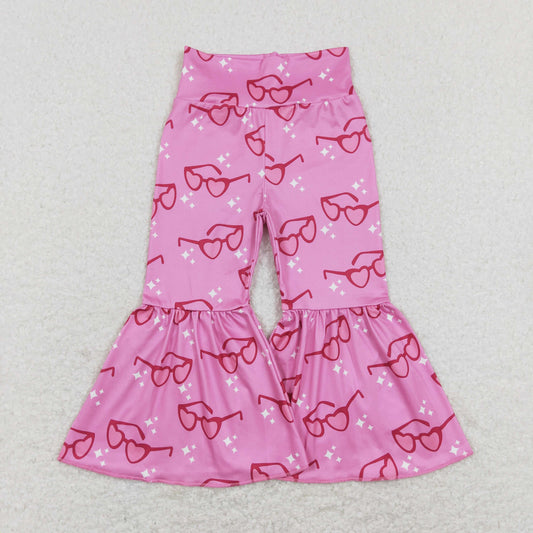 P0365 Baby Girl Valentine's Day Glasses Hearts Pink Bell Pants