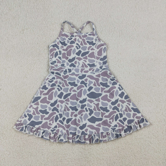 Baby Girls Kids Straps Grey Camo Yoga Active Shorts Knee Length Dress RTS