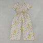 Baby Girls Kids Short Sleeves Flower Pants Jumpsuit Yellow Clothes RTS
