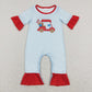 SR0700 Baby Boy Short Sleeves Embroidery Golf Stripes One Piece Romper