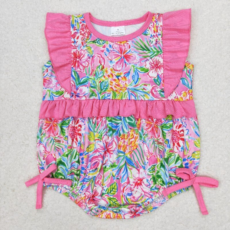 Baby Girl Flower Sibling Pink Romper Summer Set